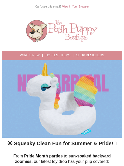 poshpuppyboutique newsletter: 🌈 Summer Just Got Pawsome — New Pride & Poolside ...