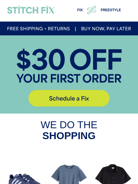 stitchfix newsletter: Open now for $30 off