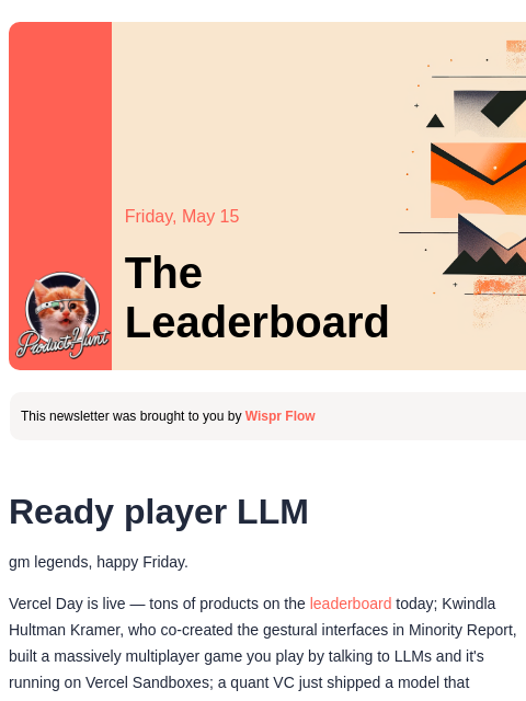producthunt newsletter: 😸 Ready player LLM
