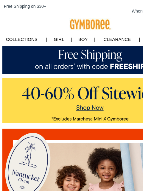 gymboree newsletter: Classic Red, White + Blue Looks: 40-60% Off