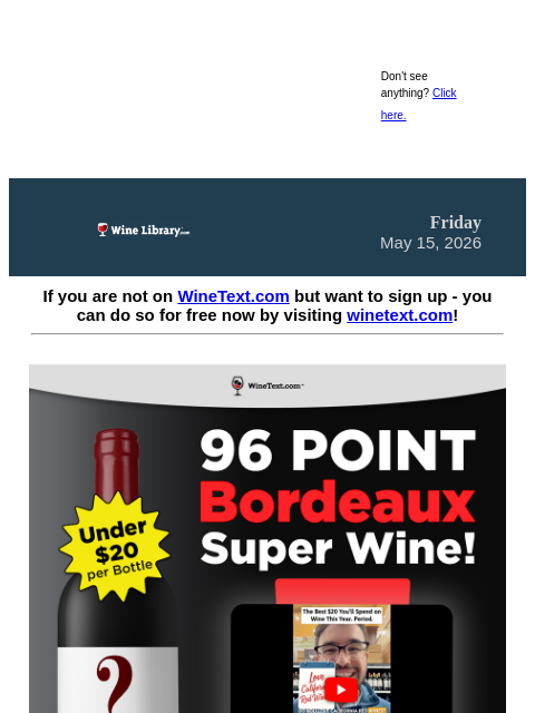 winelibrary newsletter: A 96 Point Bordeaux Super Wine hits WineText this ...