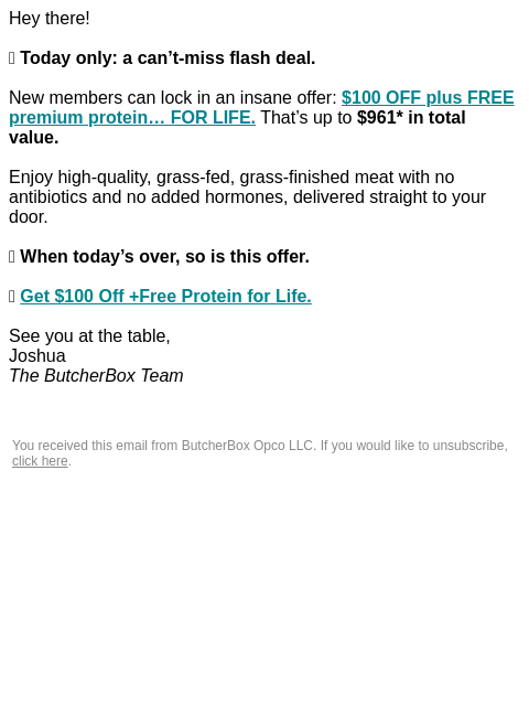 butcherbox newsletter: One day. One deal. Don’t miss out.