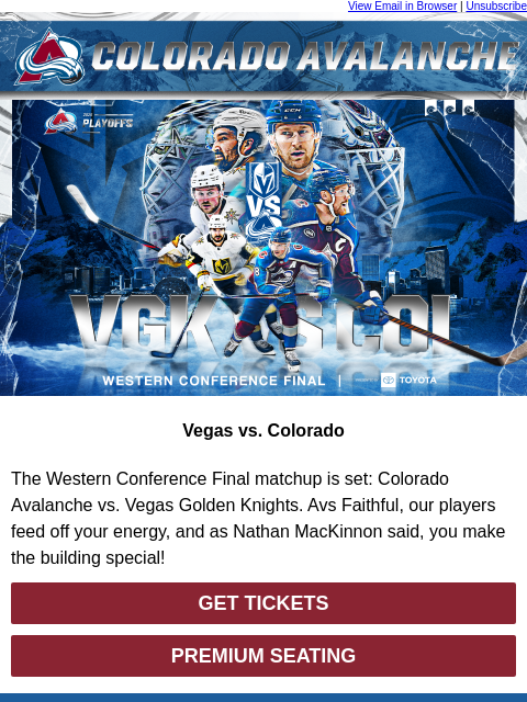 thecoloradoavalanche newsletter: ⛰️ Western Conference Final Opponent Is Set