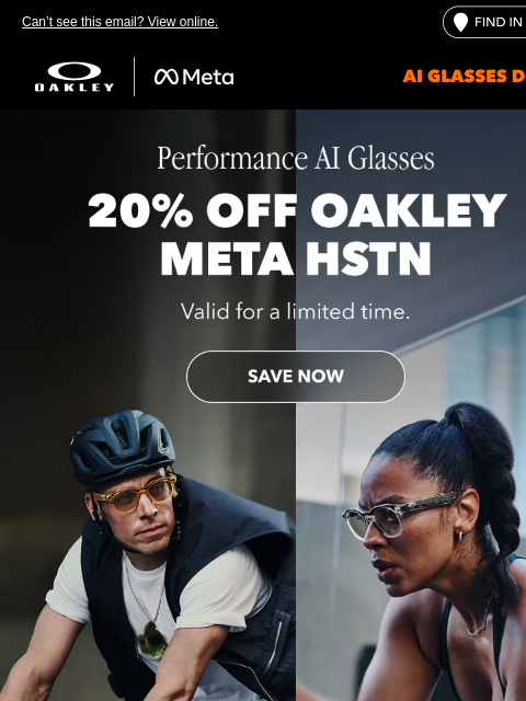oakley newsletter: Get 20% Off Oakley Meta HSTN