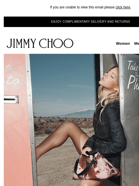 Channel Summer 2024's western mood. If you are unable to view this email please click here. ENJOY COMPLIMENTARY DELIVERY AND RETURNS JIMMY CHOO Women Men Handbags Sale JIMMY CHOO Women Men Handbags