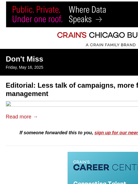 crainalerts newsletter: Editorial: Less talk of campaigns, more focus on c...