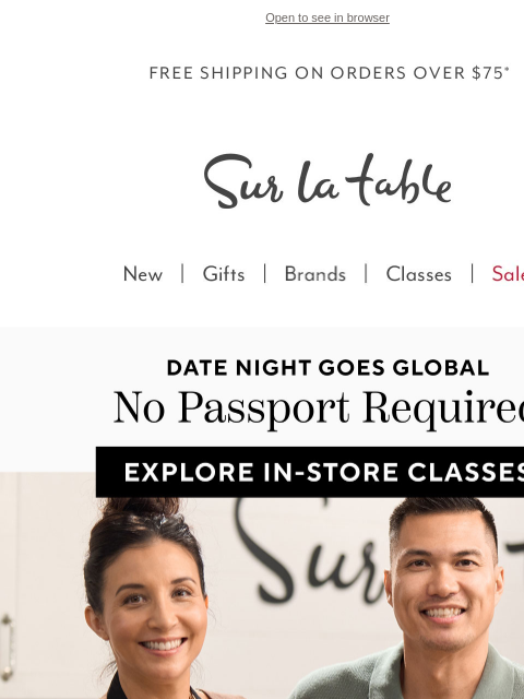 surlatable newsletter: Where will Date Night take you? New global classes...