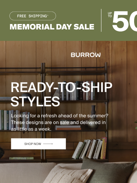 burrow newsletter: Up to 50% off and delivered in as little as a week