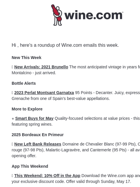 wine newsletter: Your weekly deals: new arrivals, savings, and more