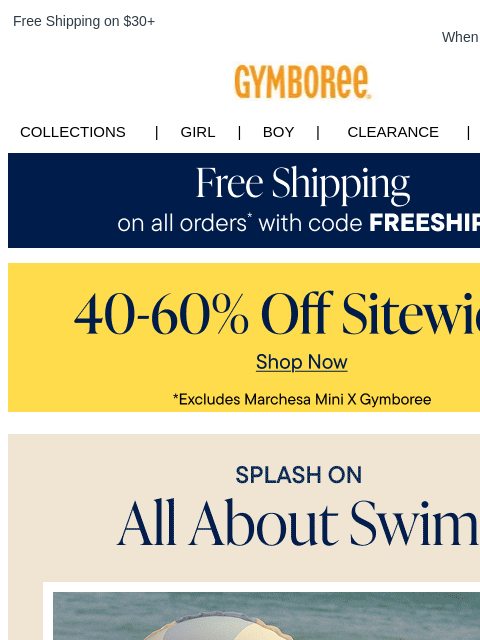 gymboree newsletter: Dive into Sunny-Day Swimwear + Free Shipping on Al...