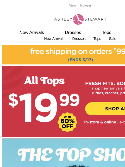 ashleystewart newsletter: ALL 👏 NEW 👏 TOPS 👏