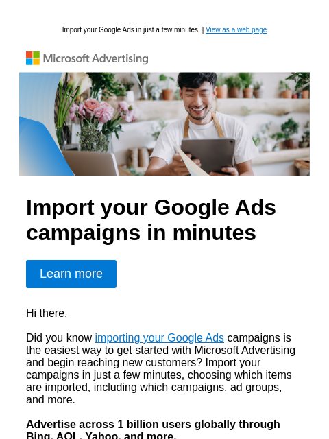 microsoftadvertising newsletter: The easiest way to grab new customers
