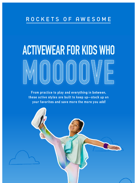 rocketsofawesome newsletter: Up to 50% OFF on Active Wear🎉