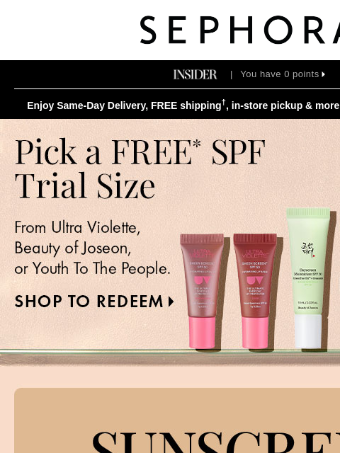 sephora newsletter: The best skincare is sunscreen 🌞 Upgrade your ess...