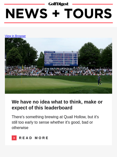 Michael Block misses the cut by a mile: 'I wish there was a huge crowd on every hole' GolfDigest View in Browser We have no idea what to think, make or expect of this leaderboard We have no