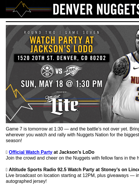 nuggets newsletter: Game 7: Where To Watch