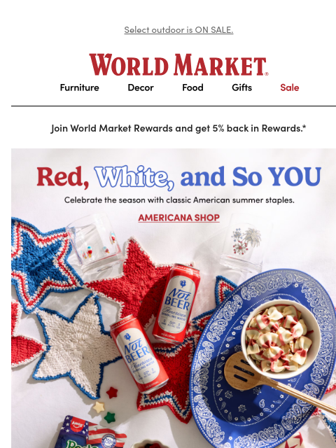 emailworldmarket newsletter: Our Americana Collection is made for summer ❤️⭐🎆