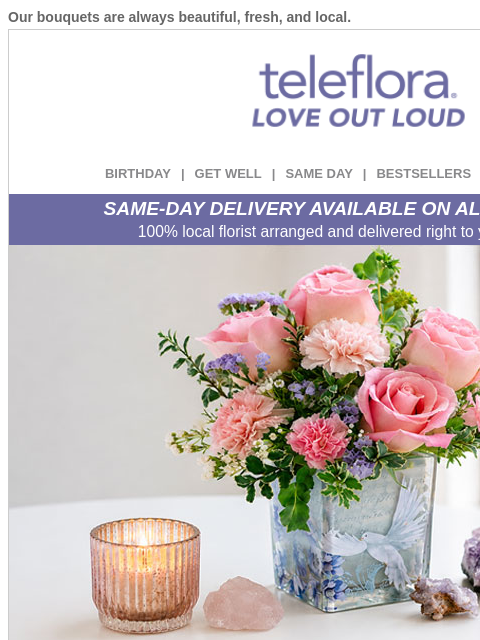 teleflora newsletter: 20% Off Last of Spring Beauties 💐