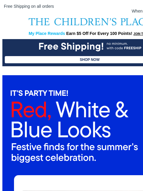 childrensplace newsletter: Red, White & Ready to Celebrate ❤️🤍💙