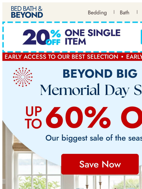 bedbathandbeyond newsletter: Beyond Big Memorial Day Sale 🇺🇸 Up to 60% off