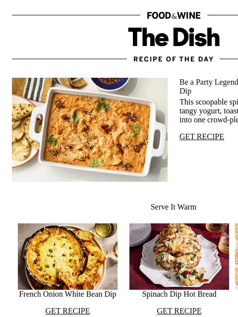 foodandwine newsletter: Butter Chicken Dip