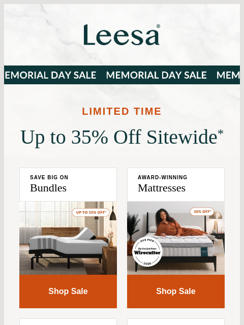 leesasleep newsletter: Save up to 35% during our biggest sale of the seas...