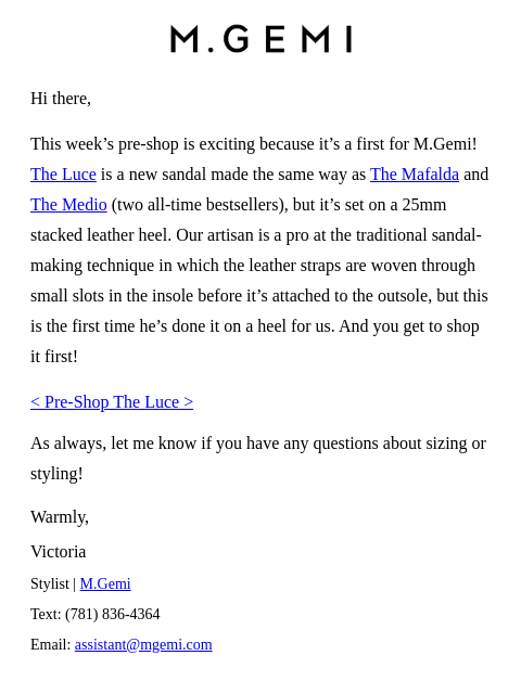 mgemi newsletter: Pre-Shop The Luce