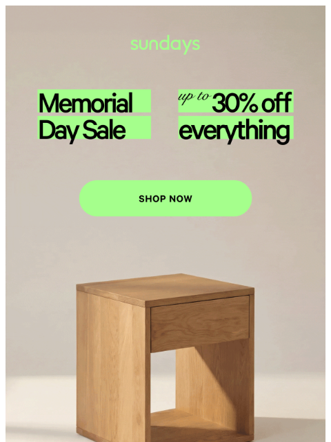 sundays-company newsletter: Up to 30% off EVERYTHING