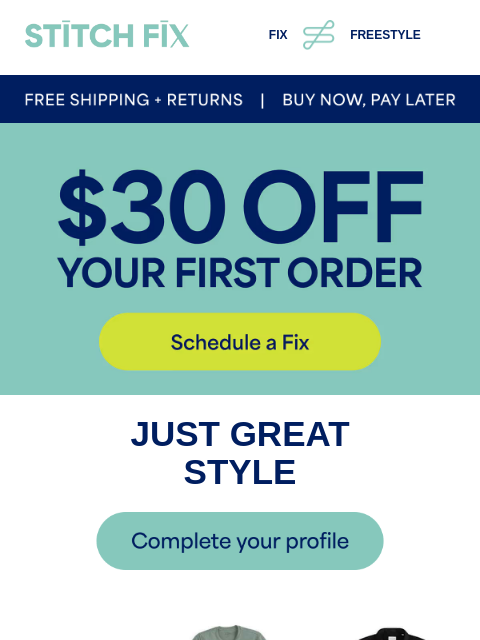 stitchfix newsletter: $30 off your first Fix? YES!