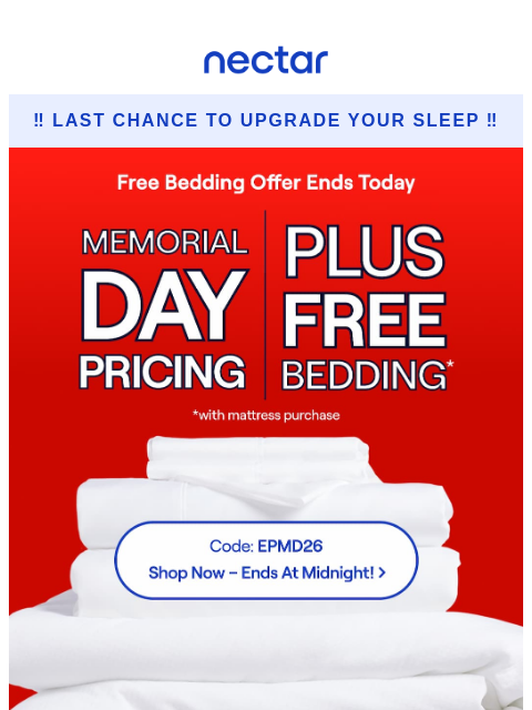 nectarsleep newsletter: ☎️ Last Call for FREE Sheets + Pillow(s) + Protect...