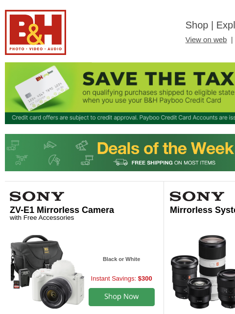 bhphotovideo newsletter: Live Now: Best Deals of the Week!
