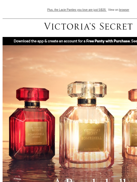 victoriassecret newsletter: Attn Bomshell: Scent Event Won't Last