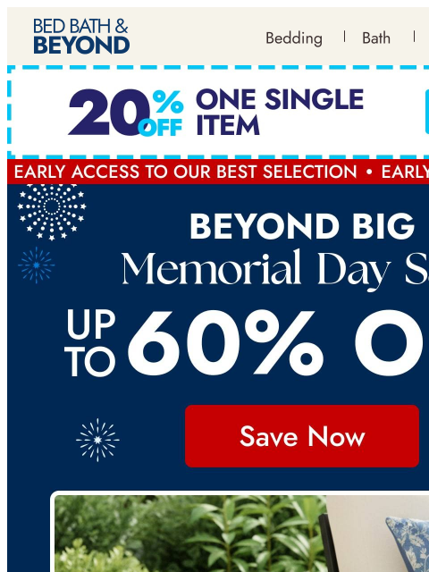 bedbathandbeyond newsletter: Shop top early access Memorial Day deals  ⭐