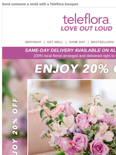 teleflora newsletter: Best of May Flowers + 20% Off 🌺
