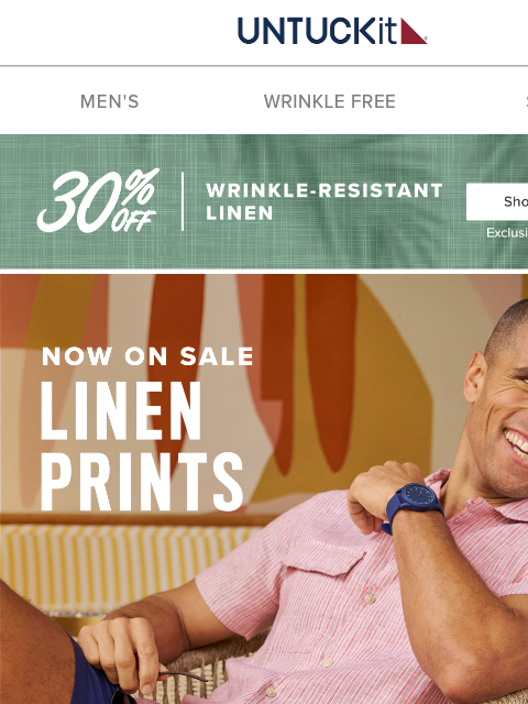 untuckit newsletter: Ends Tonight: Linen Prints On Sale 🌺