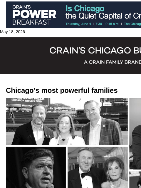 crainalerts newsletter: Most powerful families in Chicago