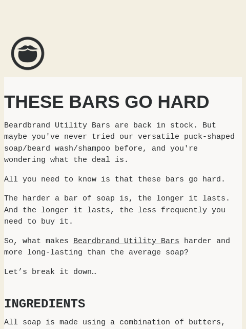 Why Beardbrand Utility Bars go harder than the average soap ͏ ͏ ͏ ͏ ͏ ͏ ͏ ͏ ͏ ͏ ͏ ͏ ͏ ͏ ͏ ͏ ͏ ͏ ͏ ͏ ͏ ͏ ͏ ͏ ͏ ͏ ͏ ͏ ͏ ͏ ͏ ͏ ͏ ͏ ͏ ͏ ͏ ͏ ͏ ͏ ͏ ͏ ͏ ͏ ͏ ͏ ͏ ͏ ͏ ͏ ͏ ͏ ͏ ͏ ͏ ͏ ͏ ͏ ͏ ͏ ͏ ͏ ͏ ͏ ͏ ͏ ͏ ͏ ͏ ͏ ͏