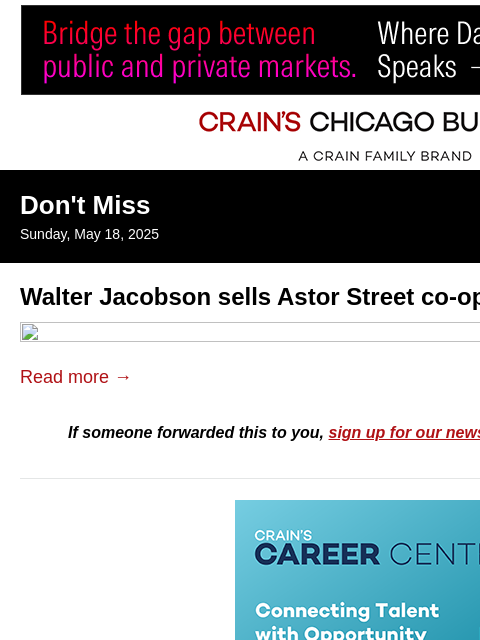 crainalerts newsletter: Chicago TV personality sells Astor Street co-op