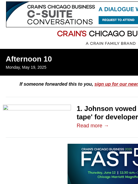 crainalerts newsletter: Battles ahead in Johnson's 'cut the tape' plan