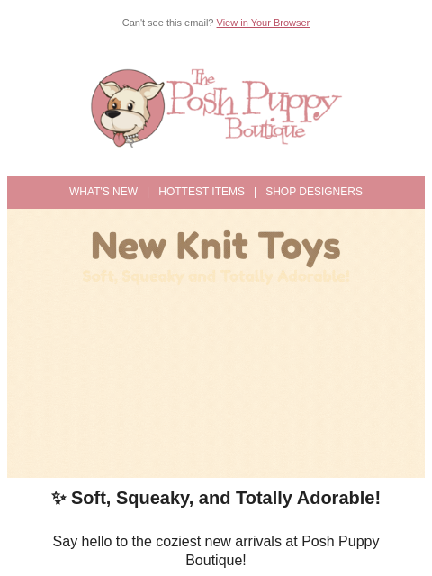 poshpuppyboutique newsletter: 🧶 New Knit Toys Are Here — So Cute You’ll Want On...