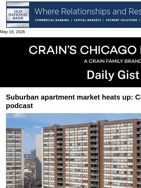crainalerts newsletter: Suburban apartment market heats up: Crain’s Daily ...
