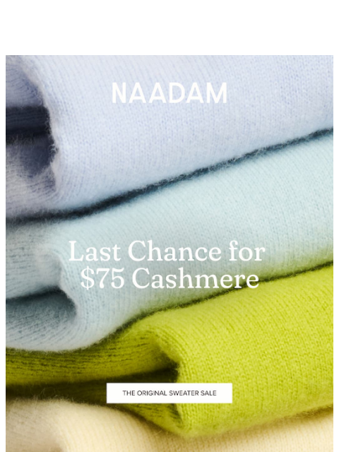 naadam newsletter: Final hours! $75 cashmere