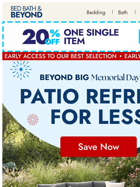 bedbathandbeyond newsletter: Need a patio refresh for less? ☀️