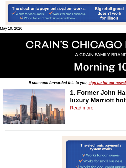 crainalerts newsletter: Luxury hotel slated for former Hancock Center