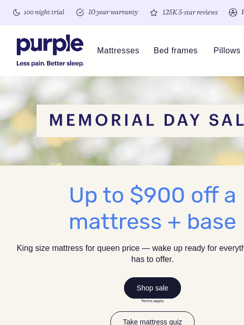 purple newsletter: 125K+ 5-star reviews. Up to $900 off.