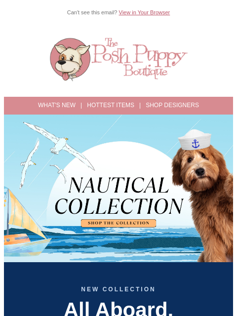 poshpuppyboutique newsletter: All Aboard! 🐾 Nautical Styles for Your First Mate