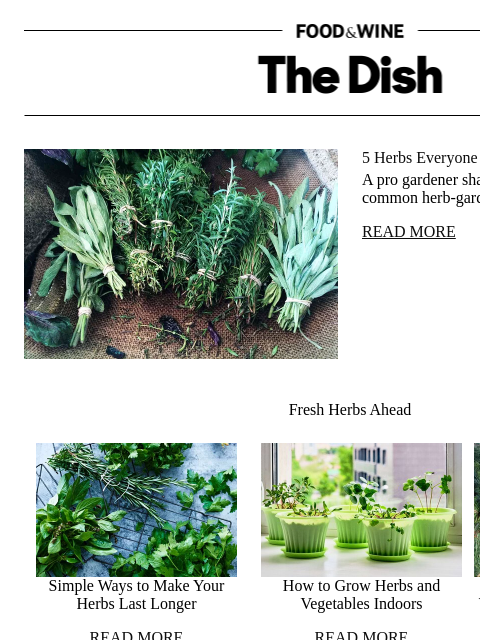 foodandwine newsletter: 5 Herbs Everyone Should Grow at Home