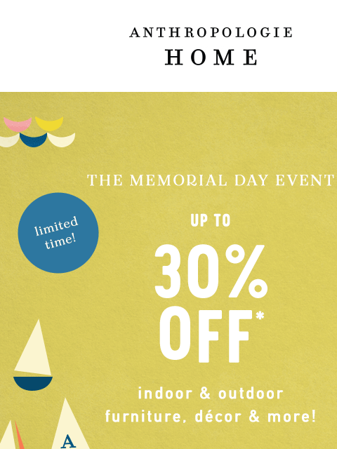 anthropologie newsletter: Up to 30% off home!