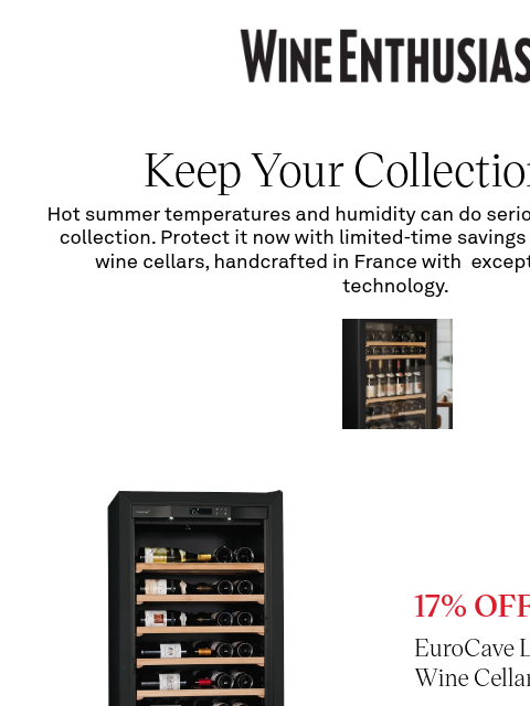 wineenthusiast newsletter: Memorial Day Savings on EuroCave