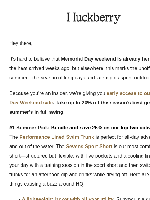 huckberry newsletter: You're First In